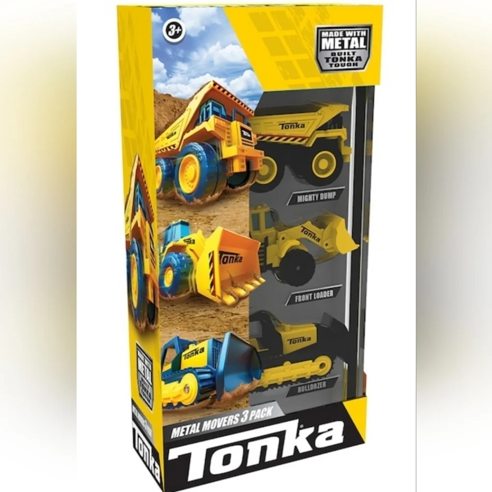 New Tonka Metal Movers 3-Pack Yellow Construction Vehicles Toys - Picture 2 of 7